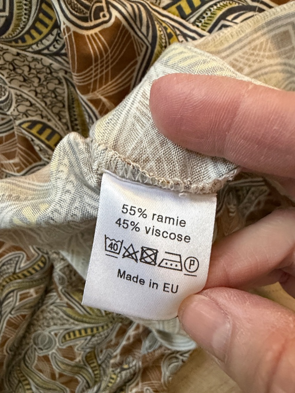 Nathalie Vleeschouwer dress V-neckline unique, earthy abstract floral pattern XS - Picture 9 of 9